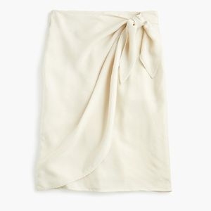 NWT J. Crew Faux Wrap Skirt in Japanese Cupro Ecru